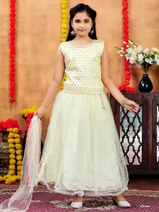 Sangria Girls Embroidered Lehenga With Choli & Dupatta