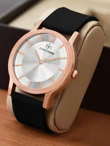 CHARLIEKEEN Men Brass Patterned Dial & Straps Analogue Watch CC-GR011-SLV-BLK