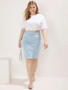 Trendyol Women Pure Cotton Knee Length Pencil Skirt