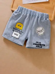 YK Girls Embellished Washed Denim Shorts