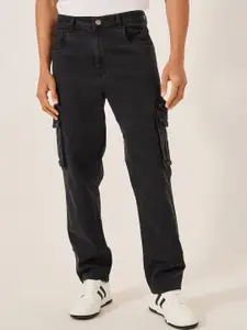 Styli Men Overdyed Regular Fit Mid-Rise Stretch Twill Cargo Pants Jeans