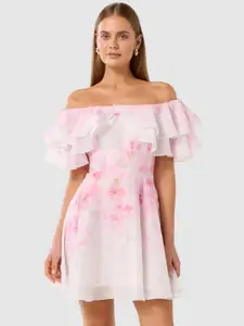 Forever New Women Floral Printed Pure Cotton Fit & Flare Mini Dress