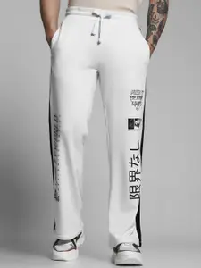 Jack & Jones Men Printed Pure Cotton Mid Rise Track Pants