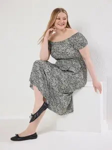 Trendyol Women Floral Print Off-Shoulder A-Line Dress