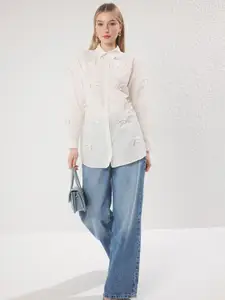 Trendyol Women Spread Collar Solid Cotton Casual Shirt