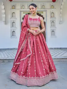 SHOPGARB Embroidered Semi-Stitched Lehenga & Unstitched Blouse With Dupatta