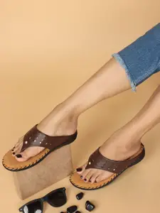 BIG BIRD FOOTWEAR Women Slip-On Textured Open Toe Flats