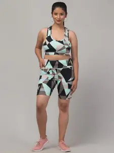 UllasPemium Women Geometric Printed Skinny Fit High-Rise Cycling Sports Shorts