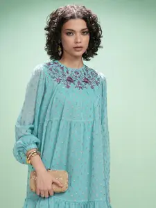 Vishudh Women Embroidered Fit & Flare Dress