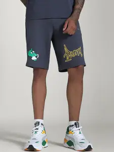 Puma Super Graphic Printed Pure Cotton Slim Fit Mid Rise Shorts