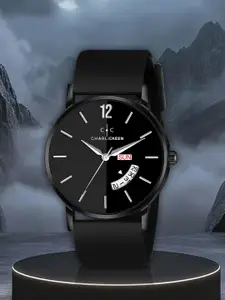 CHARLIEKEEN Men Brass Round Dial & Wrap Around Straps Analogue Watch CC-GR002-BLK-BLK