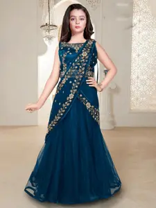 Wommaniya Impex Girls Embroidered Sequinned Ready to Wear Lehenga With Blouse And Dupatta