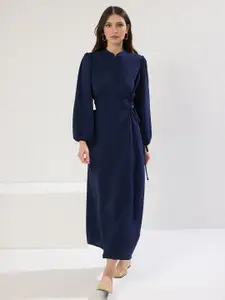 Trendyol Women Mandarin Collar Puff Sleeves Maxi Dress