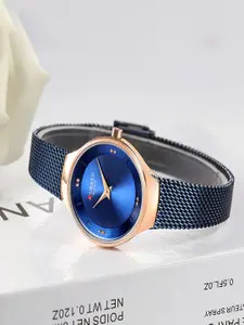 Curren Women Brass Dial & Stainless Steel Straps Analogue Watch CR-9028-Blue