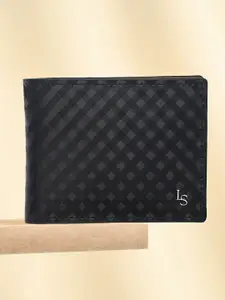 LOUIS STITCH Men Checked Leather Two Fold Wallet