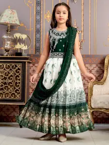 Sangria Girls Embroidered Lehenga With Choli & Dupatta