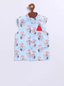 JBN Creation Boys Floral Printed Sleeveless Nehru Jacket