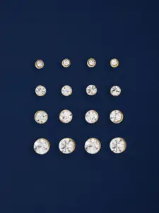 Accessorize Set Of 8 Gold-Plated Crystals Studded Circular Studs