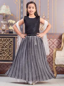 Sangria Girls Sequinned Embroidered Lehenga With Choli & Dupatta