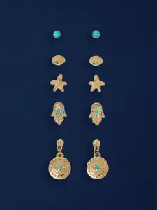 Accessorize Set Of 5 Crystals Studded Star Shaped Studs