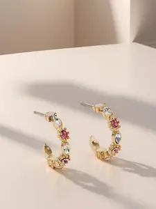 Accessorize Artificial Stones Studded Circular Shaped Half Hoop Earrings