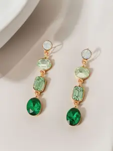 Accessorize Crystals Studded Geometric Shaped Drop Earrings