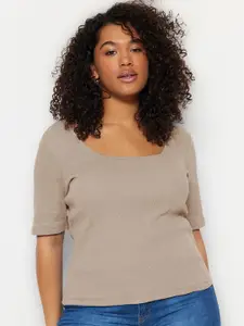 Trendyol Solid Cotton Knitted Regular Top