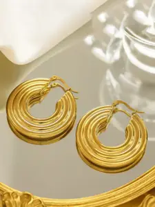 SUBHAGALANKAR Gold-Plated Stainless Steel Contemporary Hoop Earrings
