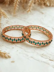 Anouk Set Of 2 Gold Plated Kundan-Studded Bangles