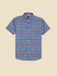 Allen Solly Junior Boys Spread Collar Geometric Printed Cotton Casual Shirt