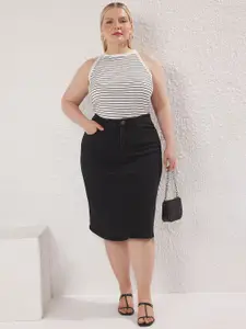 Trendyol Women Denim Straight Midi A-Line Skirt