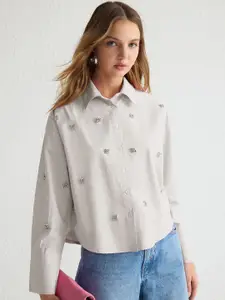 Trendyol Women Spread Collar Solid Cotton Casual Shirt