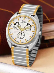 CHARLIEKEEN Men Brass Dial & Stainless Steel Straps Analogue Watch