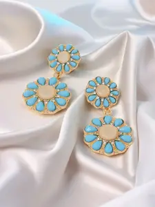 Accessorize Artificial Stones Studded Floral Shaped Drop Earrings