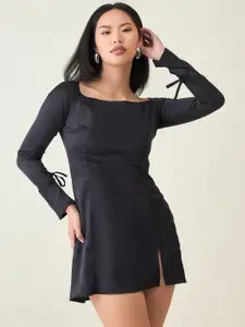 aayu Women Satin Slits A-Line Dress