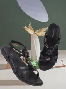 DIVASTRI Women Open Toe T-Strap Flats