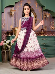 BAESD Girls Embroidered Thread Work Ready to Wear Lehenga & Blouse With Dupatta