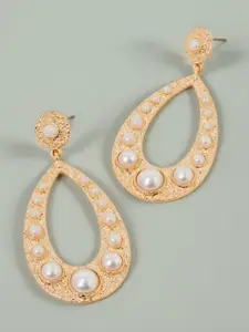 Accessorize Pearls Studded Teardrop Shaped Drop Earrings