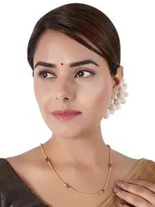 JMBW INTERNATIONAL Gold-Plated Artificial Stones Studded Necklace And Bracelet