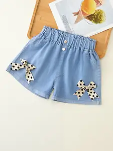 YK Girls Embellished Washed Denim Shorts