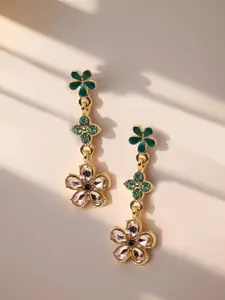 Accessorize Crystals Studded Floral Shaped Drop Earrings
