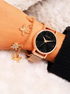 Dressberry Women Round Dial Bracelet Style Strap Analogue Watches Gift Set
