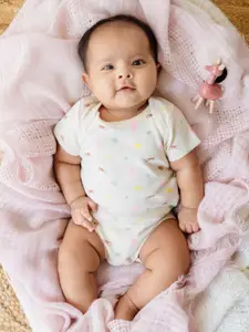 YK Girls Printed Round Neck Pure Cotton Leotard With Shorts