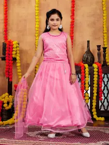 BAESD Girls Embroidered Sequinned Ready to Wear Lehenga & Blouse With Dupatta