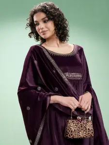 Vishudh Women Floral Embroidered Fit and Flare Maxi Ethnic Dresses