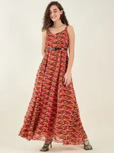 aayu Women Printed Shoulder Straps Maxi Dress