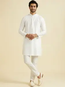 Manyavar Mandarin Collar Straight Kurta With Pyjamas
