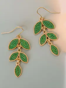 Accessorize Artificial Beaded Leaf Shaped Drop Earrings