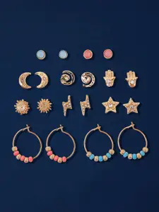 Accessorize Set Of 10 Artificial Stones Studded Star Shaped Studs