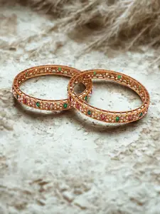 Anouk Set Of 2 Gold-Plated Pearls Beaded Bangles